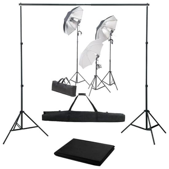Vidaxl Fotografski studijski komplet s svetilkami in ozadjem