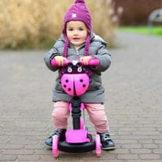 Otroški skiro 3v1 PIKAPOLONICA s kolesi LED, roza H-040-RU