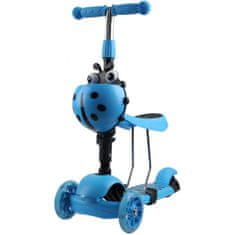 Otroški skiro 2v1 PIKAPOLONICA s kolesi LED, modra H-001-MO