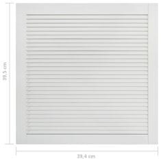 Vidaxl Vrata z letvicami 2 kosa trdna borovina bela 39,5x39,4 cm