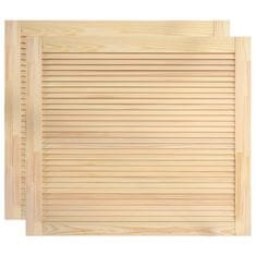 Vidaxl Vrata z letvicami 2 kosa trdna borovina 39,5x49,4 cm