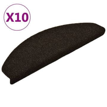 Vidaxl Preproge za stopnice, samolepilne, 10 kosov, 65 x 21 x 4 cm, temno rjave, polkrožne, velike