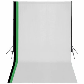 shumee vidaXL Komplet za fotografski studio 3 ozadja iz bombaža in okvir 3x5m