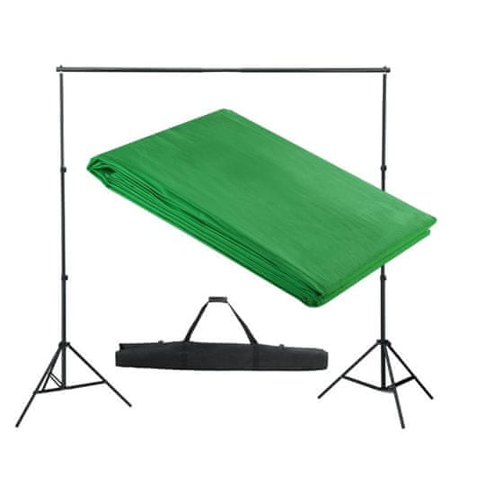 Greatstore Podporni sistem za ozadje 300 x 300 cm zelene barve