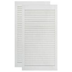 Vidaxl Vrata z letvicami 2 kosa trdna borovina bela 99,3x39,4 cm