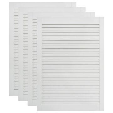 Vidaxl Vrata za omarico z letvicami 4 kosi bela 69x39,4 cm borovina