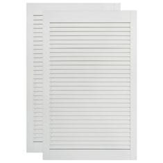 Vidaxl Vrata z letvicami 2 kosa trdna borovina bela 99,3x59,4 cm
