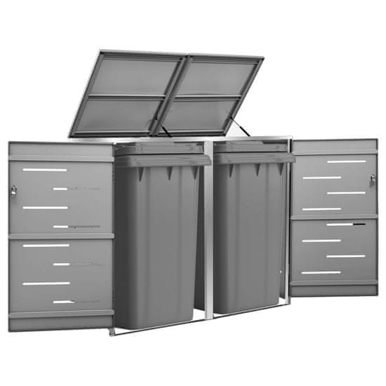 Vidaxl Dvojna lopa za smetnjak 138x77,5x115,5 cm nerjaveče jeklo