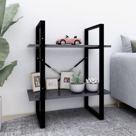 Vidaxl Knjižna omara 2-nadstropna siva 60x30x70 cm iverna plošča