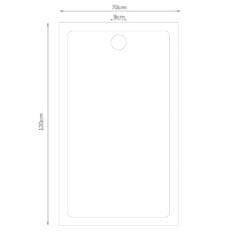 Vidaxl Pravokotna ABS tuš kad bela 70x120 cm