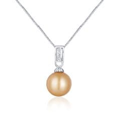 JwL Luxury Pearls Elegantna srebrna ogrlica z zlatim biserom južnega Pacifika JL0734 (verižica, obesek)