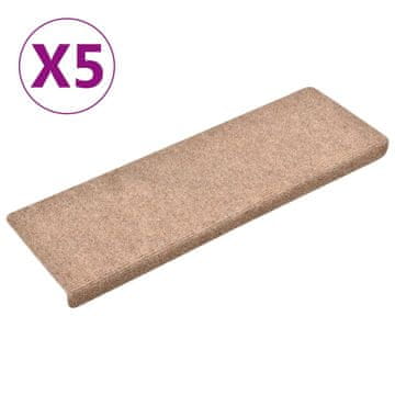 Vidaxl Preproge za stopnice samolepilne 5 kosov 65x21x4 cm svetlo rjave barve s pravokotnim robom