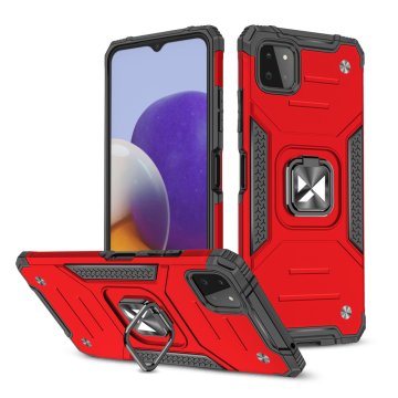 shumee Armored ovitek + magnetno držalo za Samsung Galaxy A22 4G Ring Armor rdeč