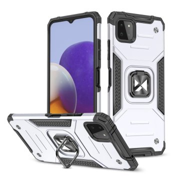 shumee Armour etui s ovitkom + magnetno držalo za Samsung Galaxy A22 4G Ring Armor, srebrn
