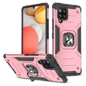 shumee Armored ovitek + magnetno držalo za Samsung Galaxy A42 5G Ring Armor roza