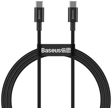 BASEUS Catys-B01 podatkovni kabel, QC, 100 W, USB-C na USB-C, črn
