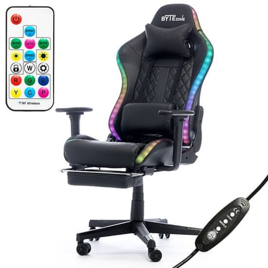 Bytezone Cobra RGB gaming stol, z masažno blazino in Bluetooth ...