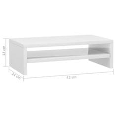 Vidaxl Stojalo za ekran visok sijaj belo 42x24x13 cm iverna plošča