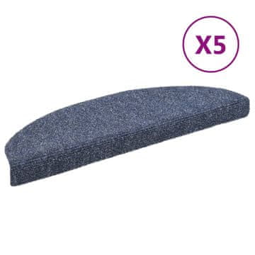 Vidaxl Preproge za stopnice, samolepilne, 5 kosov, 65 x 21 x 4 cm, modre, polkrožne, velike