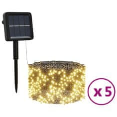 Greatstore Solarne svetlobne verige 5 kosov 5x200 LED toplo bele