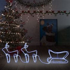 Greatstore Božični jelen in sani zunanja dekoracija 576 LED lučk