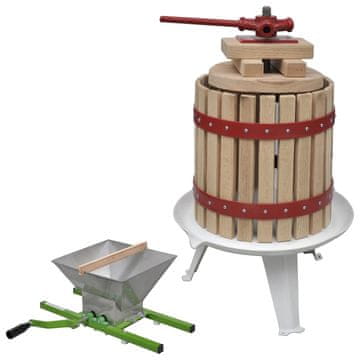 Vidaxl Preša in drobilnik za sadje in vino 2-delni komplet