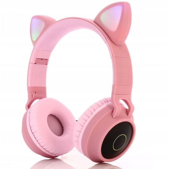 MG CA-028 brezžične slušalke z mačjimi ušesi, roza