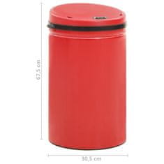Vidaxl Avtomatski smetnjak senzorski 40 L karbonsko jeklo rdeč