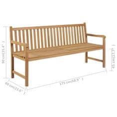 Vidaxl Vrtna klop z zeleno blazino 175 cm trdna tikovina