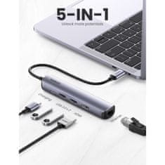 Ugreen zvezdišče USB, 5 v 1, USB-C, USB 3.0, HDMi, RJ45, PD (10919)