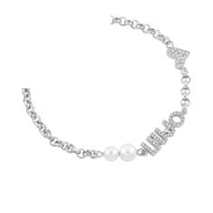 Liu Jo Romantična jeklena zapestnica s perlami Icona LJ1690