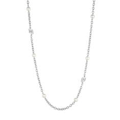 Liu Jo Očarljiva jeklena ogrlica s perlami Icona LJ1663