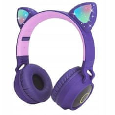 MG CA-028 brezžične slušalke z mačjimi ušesi, vijolična