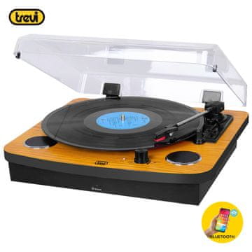 Trevi TT 1022 BT prenosni gramofon, Bluetooth, Stereo zvočnika, Aux-In, RCS, lesen, črn (TRE-GRA-TT1022-WOD)