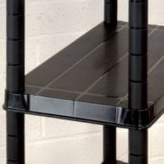 Vidaxl Regal s policami 4-nadstropni črn 122x30,5x130 cm plastika