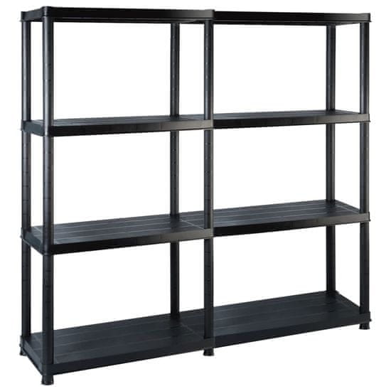 Vidaxl Regal s policami 4-nadstropni črn 122x30,5x130 cm plastika