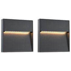 shumee Zunanje LED stenske svetilke 2 kosa 3 W črne kvadratne