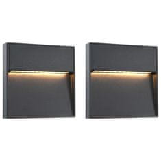 Vidaxl Zunanje LED stenske svetilke 2 kosa 3 W črne kvadratne