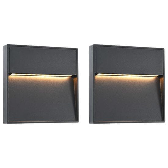 Vidaxl Zunanje LED stenske svetilke 2 kosa 3 W črne kvadratne