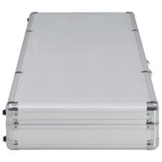 Vidaxl Kovček za pištolo srebrn 118x38x12 cm aluminij