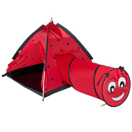 Baby Mix Otroški šotor pikapolonica s predorom rdeča