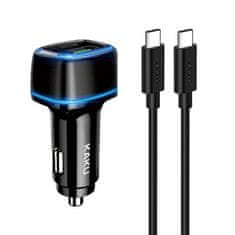 Kaku KSC-540 avto polnilec USB / USB-C 3A 20W + kabel USB-C, črna