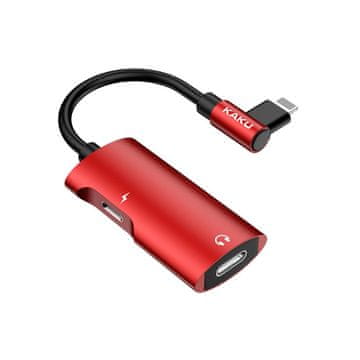 Kaku KSC-377 4in1 adapter lightning / 3.5mm mini jack, rdeča