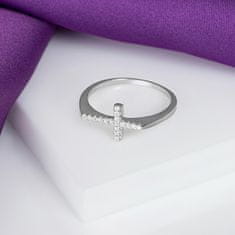 Brilio Silver Svetleč bronast prstan s prozornimi cirkoni RI017R (Obseg 50 mm)