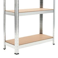 Vidaxl Police za shranjevanje 3 kosi jeklo in MDF 75x30x172 cm srebrne