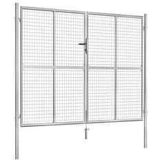 Vidaxl Vrtna vrata pocinkano jeklo 306x250 cm srebrna