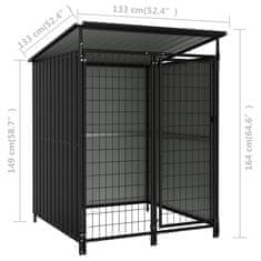 Vidaxl Zunanji pasji boks 133x133x163 cm