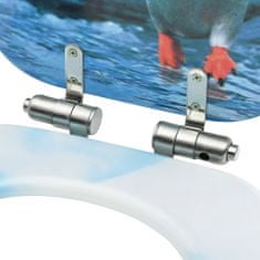 Greatstore Deska za WC školjko s pokrovom 2 kosa mediapan dizajn pingvina