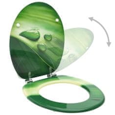 Vidaxl Deska za WC školjko MDF zelena dizajn vodne kapljice