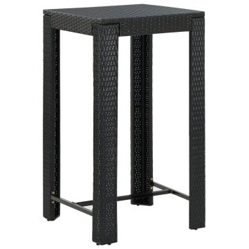 Vidaxl Vrtna barska miza črna 60,5x60,5x110,5 cm poli ratan